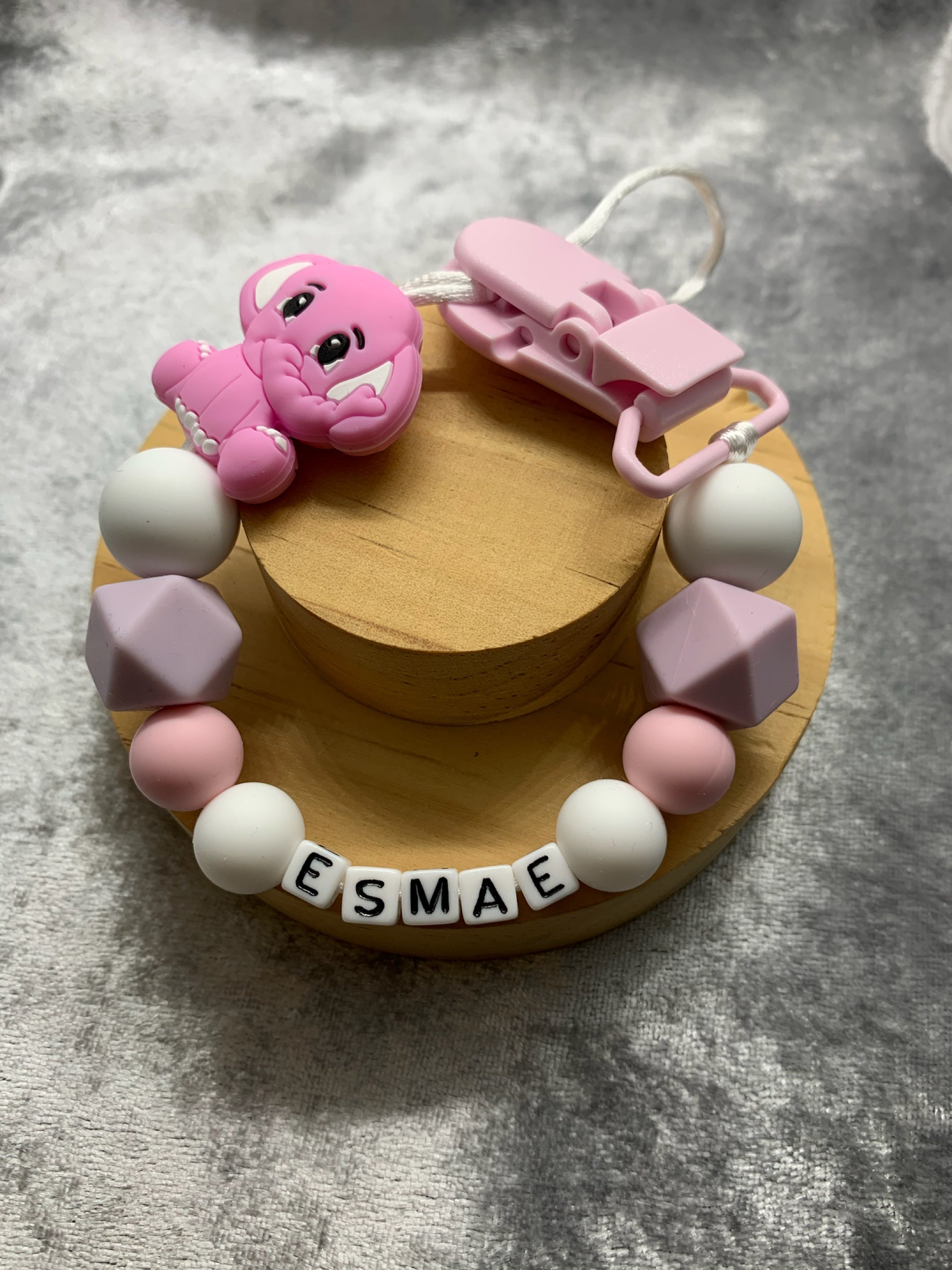 Personalised Dummy Clips Mam Dummy Holder New Baby Gift - ELEPHANT