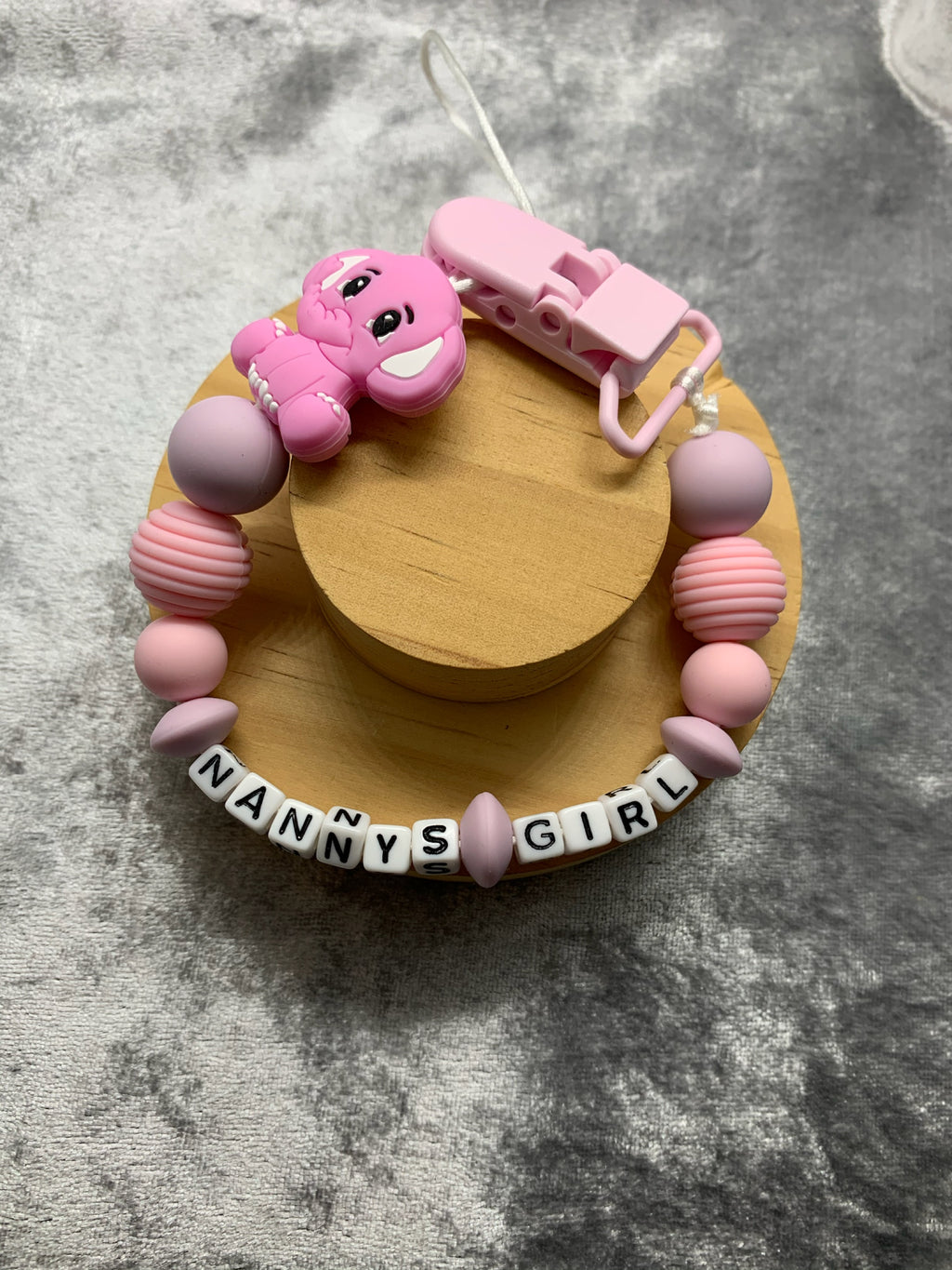 Personalised Dummy Clips Mam Dummy Holder New Baby Gift - ELEPHANT