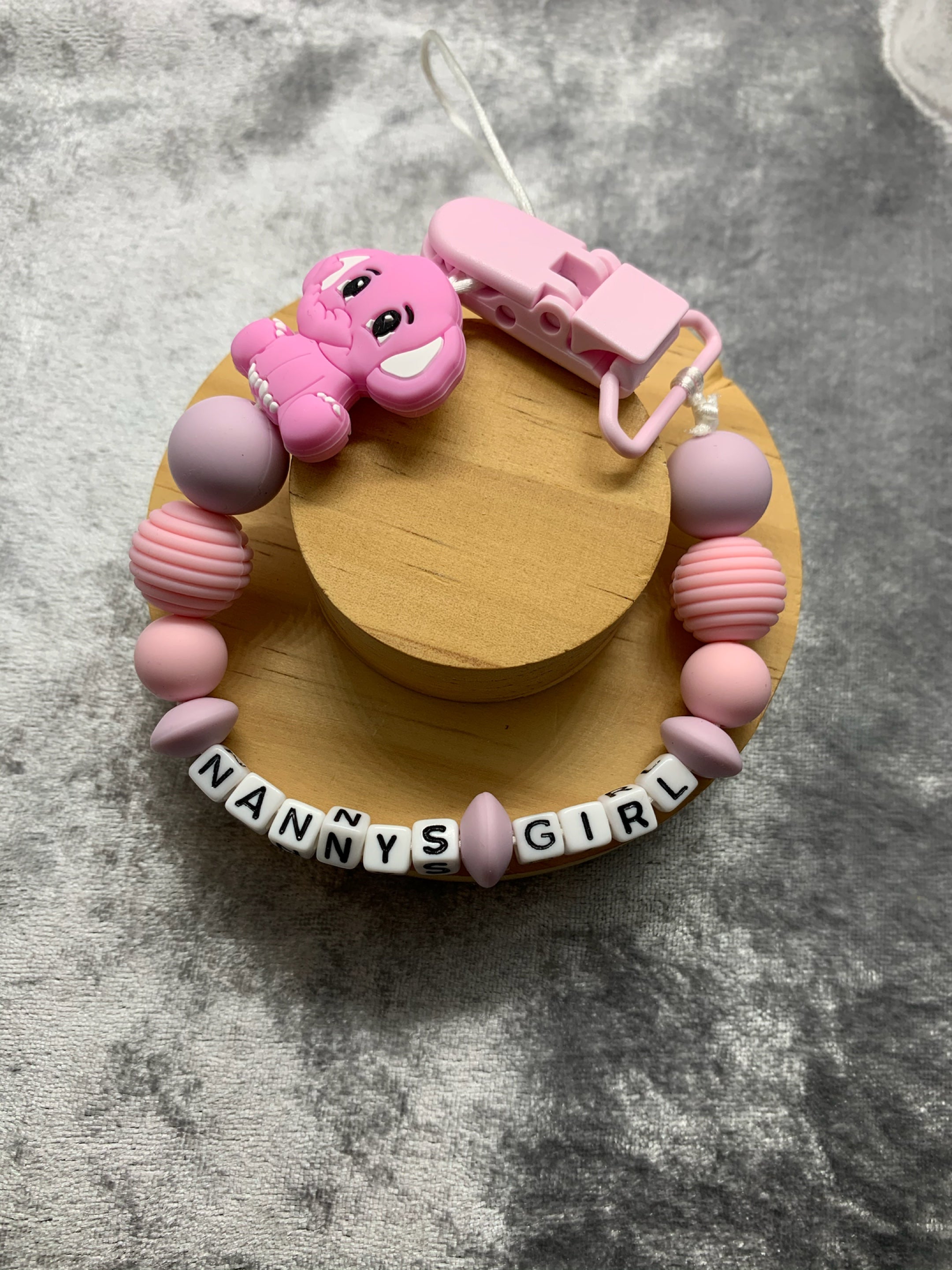 Personalised Dummy Clips Mam Dummy Holder New Baby Gift - ELEPHANT