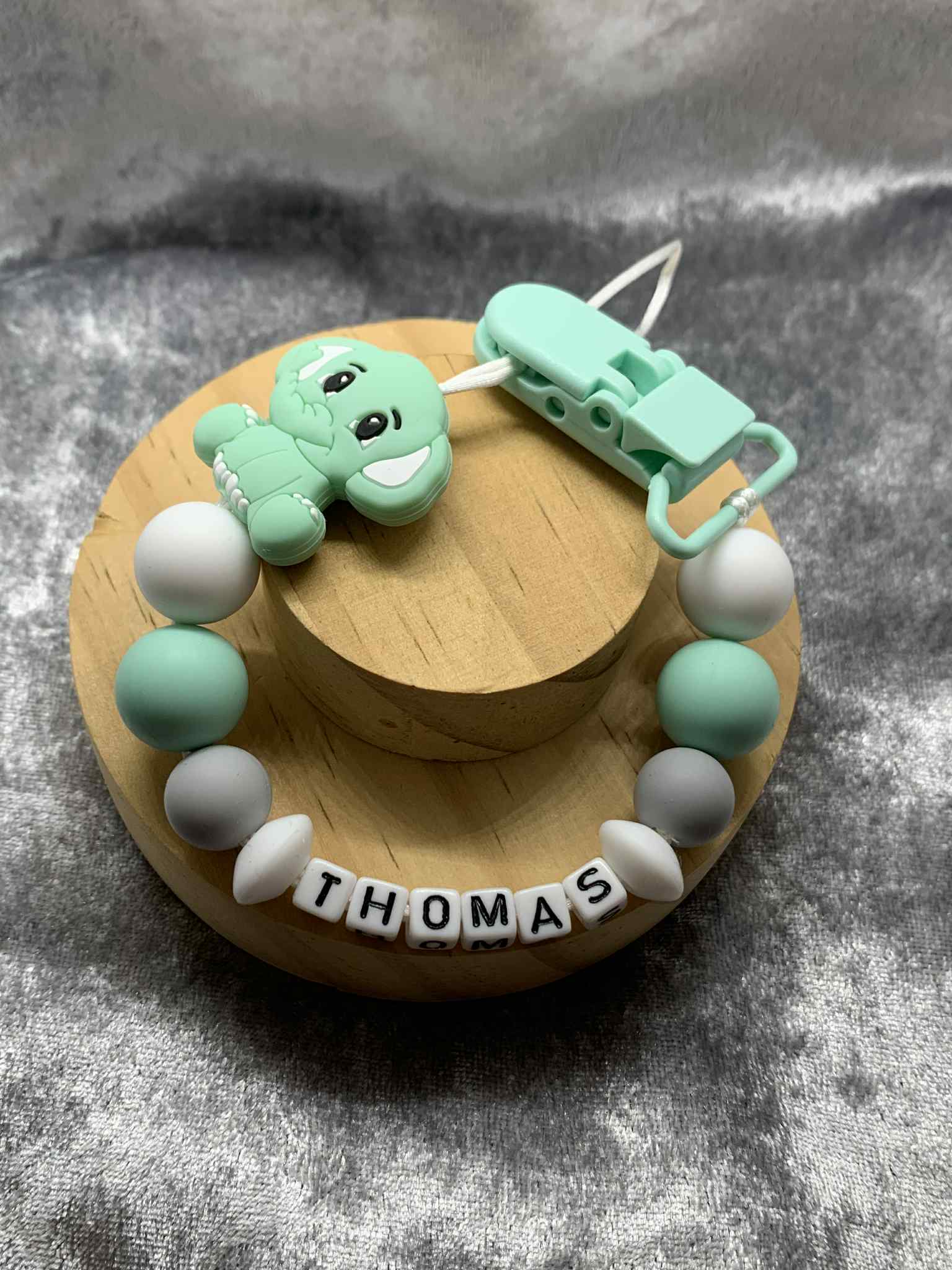 Personalised Dummy Clips Mam Dummy Holder New Baby Gift - ELEPHANT