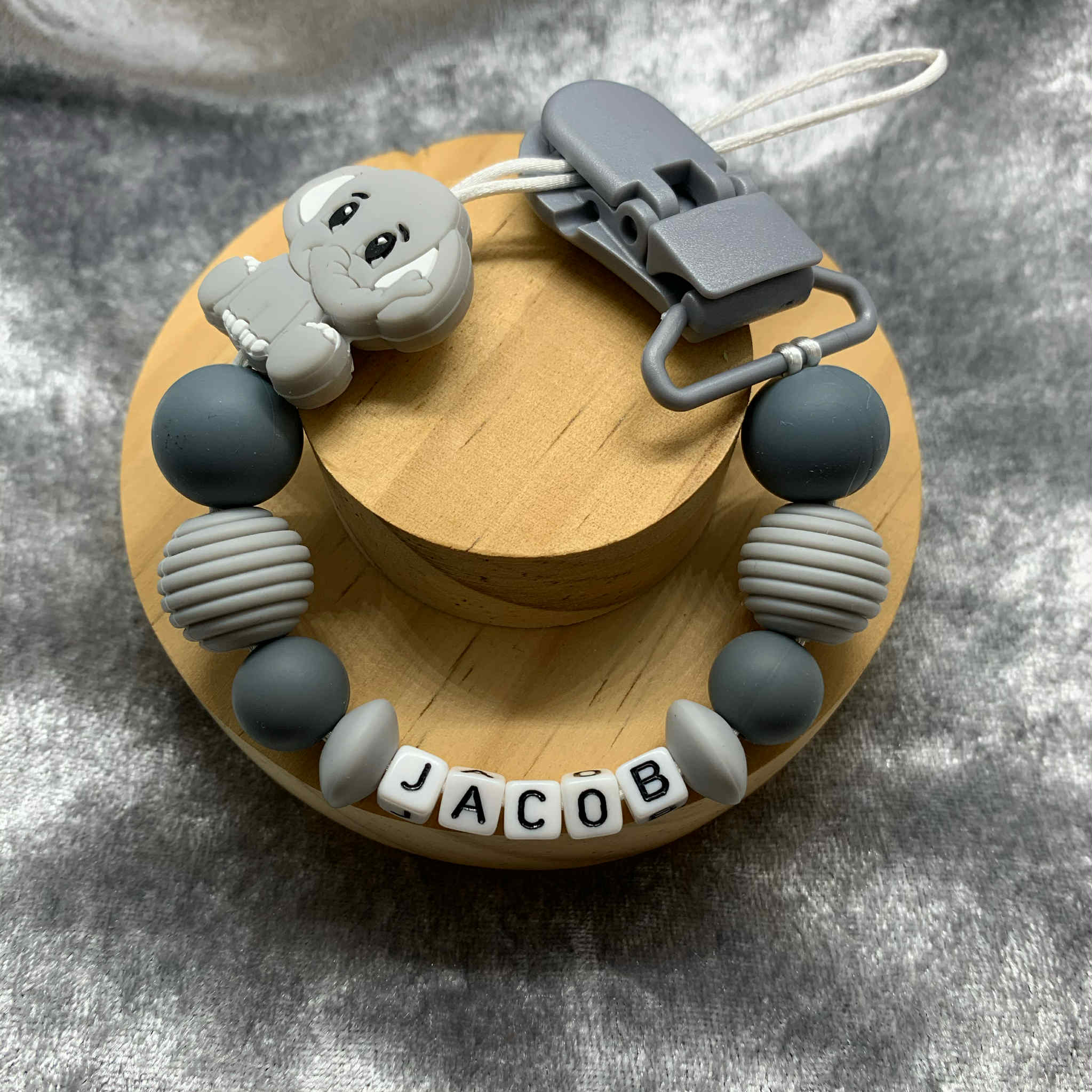 Personalised Dummy Clips Mam Dummy Holder New Baby Gift - ELEPHANT