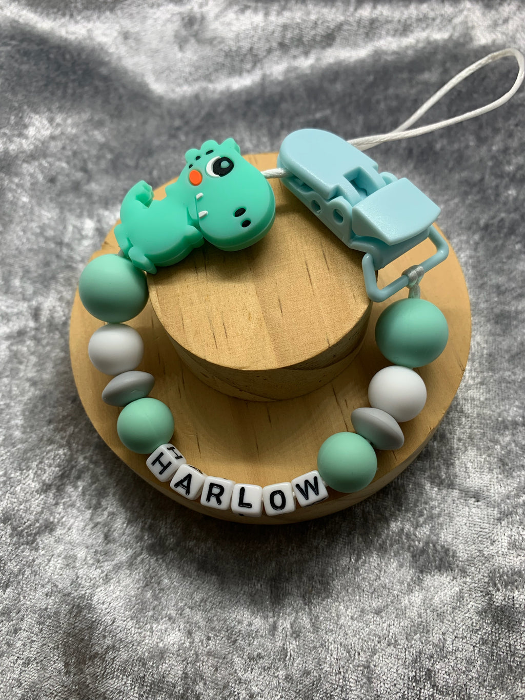 Personalised Dummy Clips Mam Dummy Holder New Baby Gift - DINO