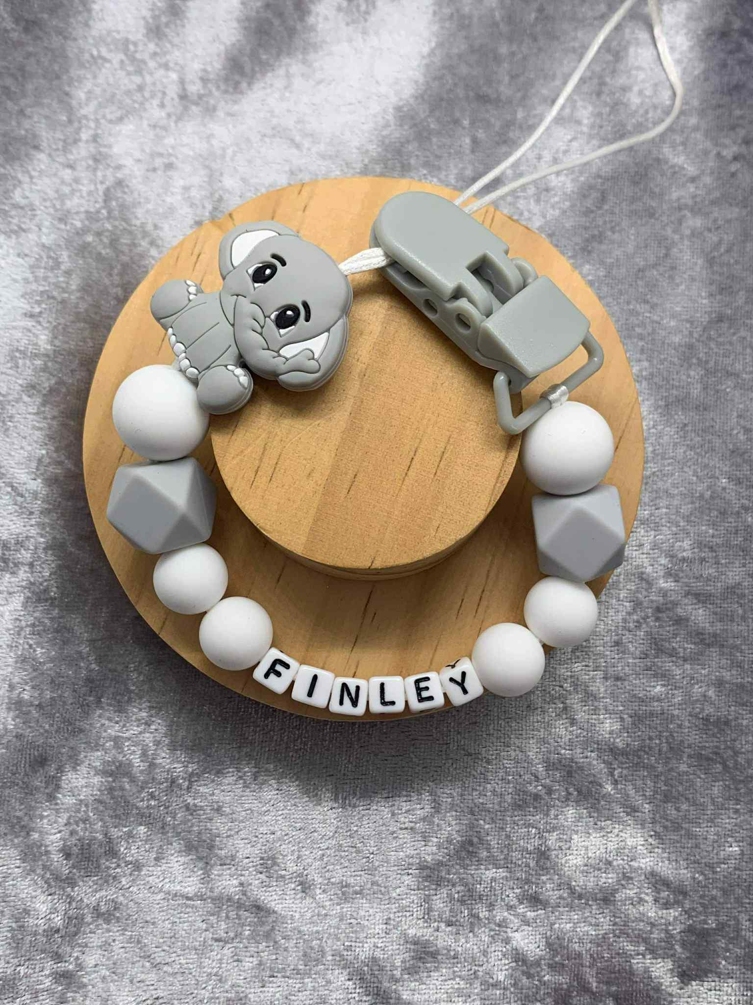 Personalised Dummy Clips Mam Dummy Holder New Baby Gift - ELEPHANT