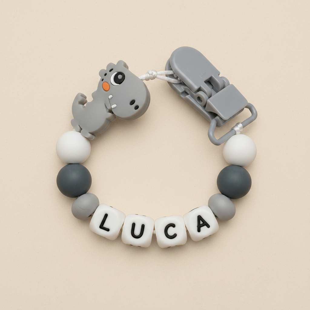 Grey Dinosaur Dummy Clip - Beige Background