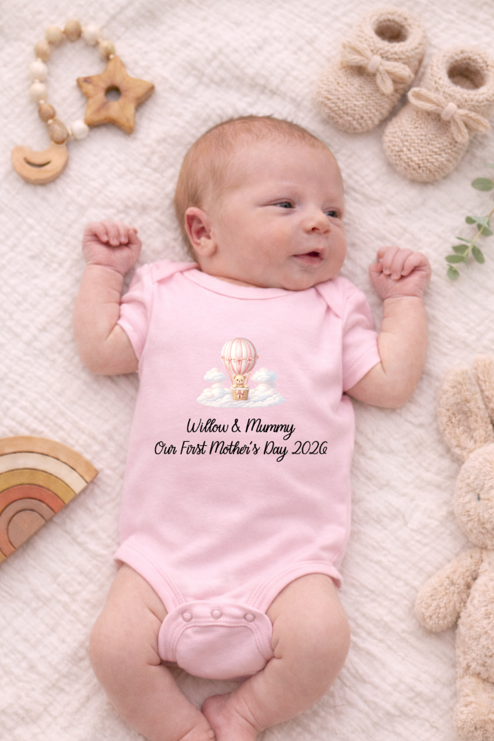 Personalised Baby Bodysuit – Our First Mother’s Day with Mum | Mother’s Day Baby Gift