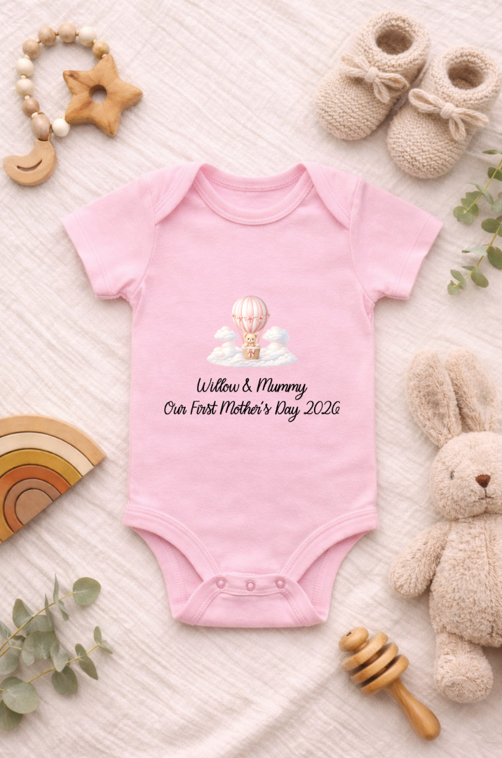 Personalised Baby Bodysuit – Our First Mother’s Day with Mum | Mother’s Day Baby Gift