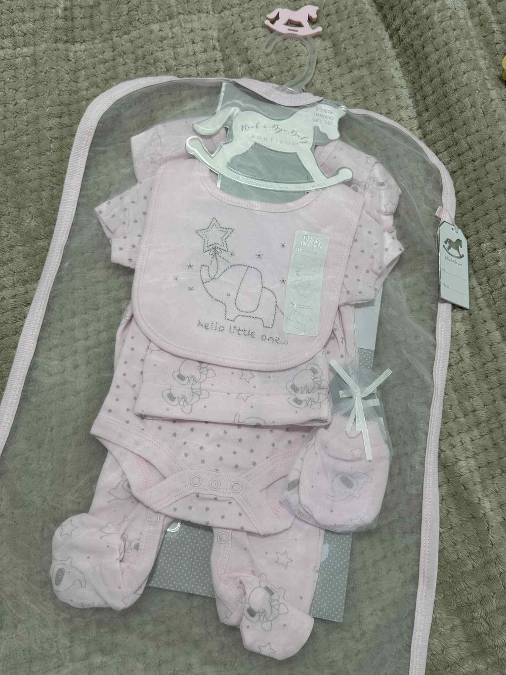 Baby Girls 5 Piece Matching Elephant Set & Giftbag