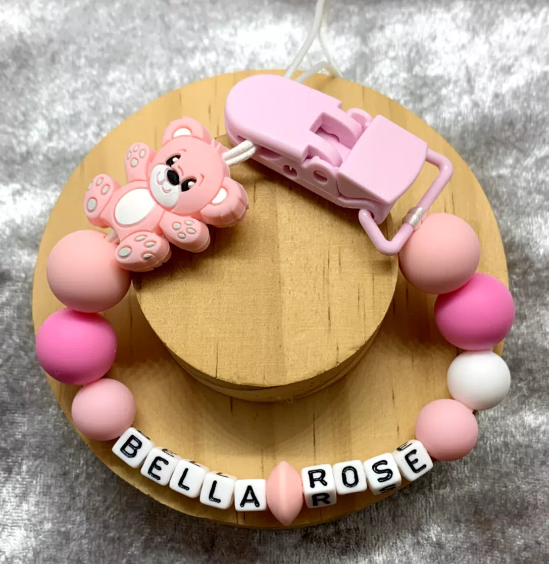 Personalised Soother holder, Pacifier chain, Mam dummy clip new baby gift - TEDDY'S