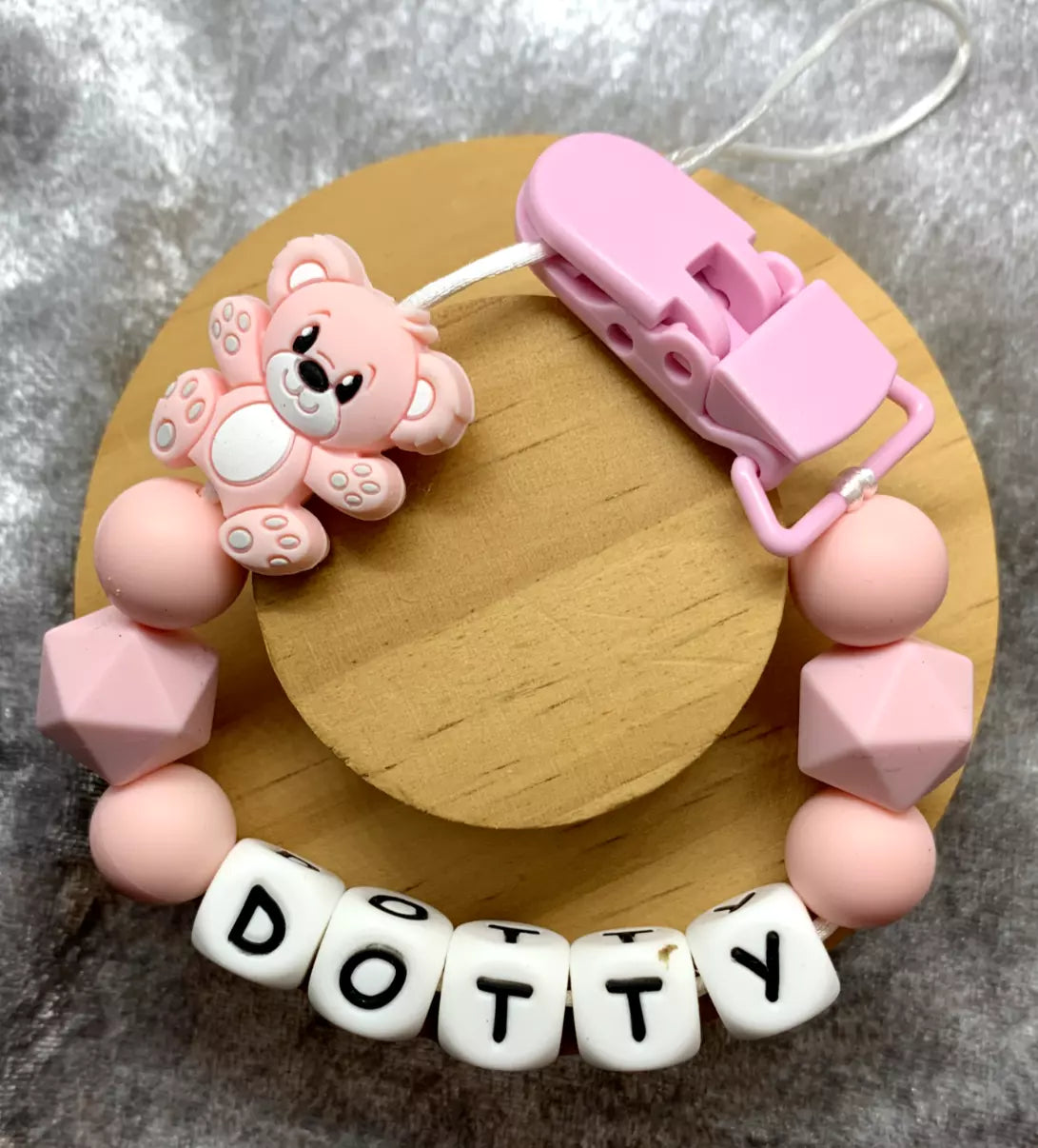 Personalised Soother holder, Pacifier chain, Mam dummy clip new baby gift - TEDDY'S