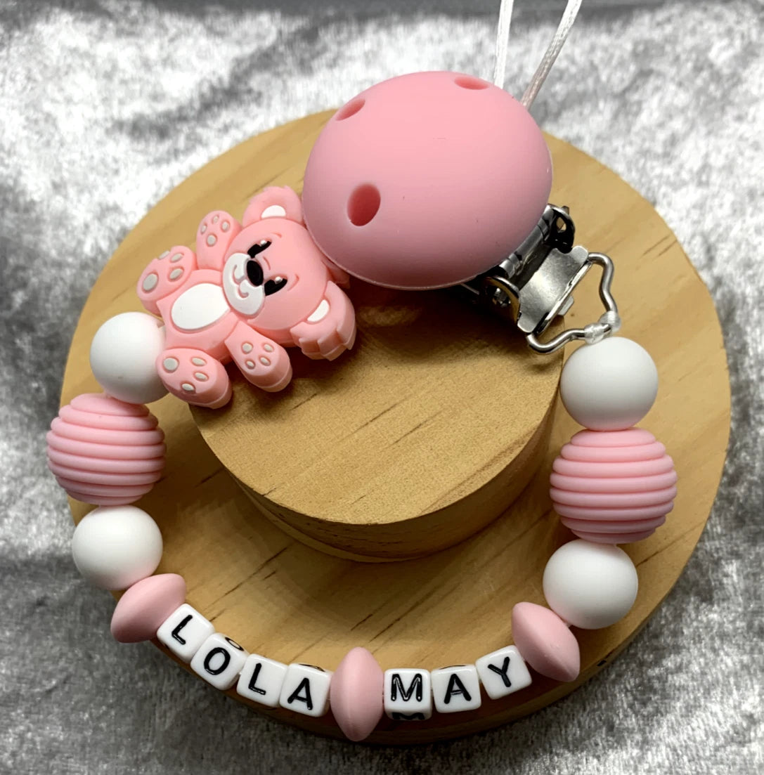 Personalised Soother holder, Pacifier chain, Mam dummy clip new baby gift - TEDDY'S
