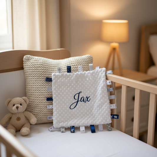 White Taggy Comforter - Jax - Nursery Cot Mockup