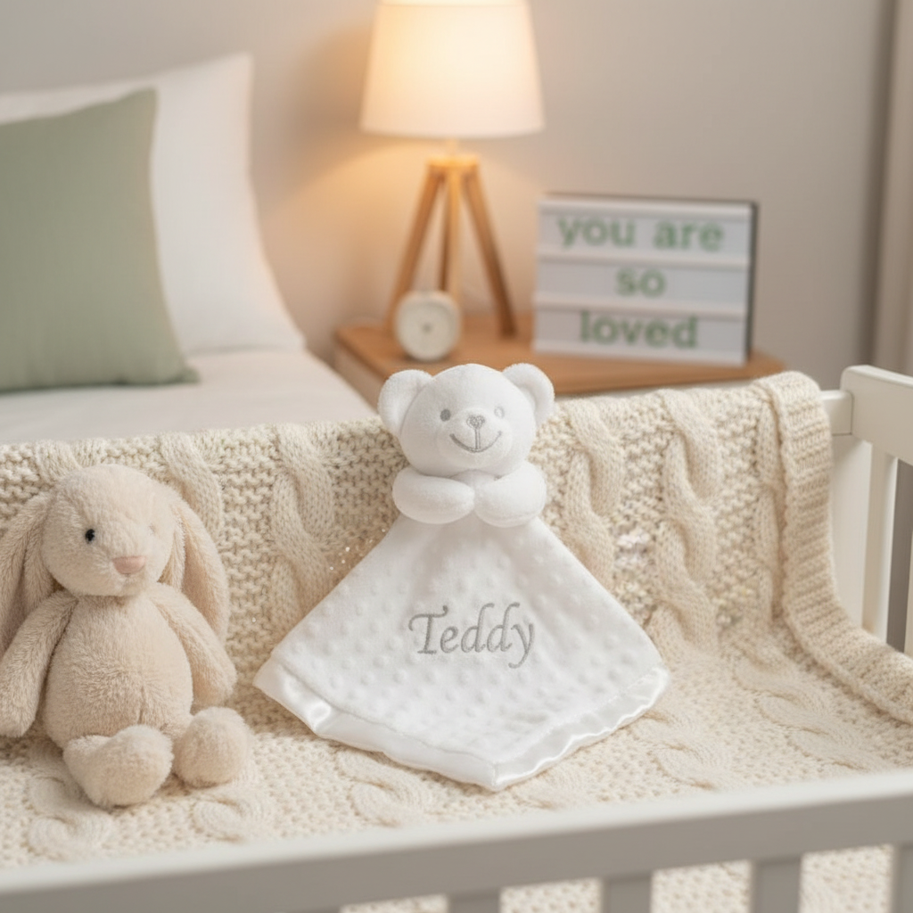 White Teddy Bear Comforter - Dimple Minky Style